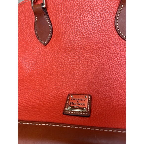 Dooney Bourke Orange Tangerine Pebbled Leather Zip  Handbag - Picture 3 of 13